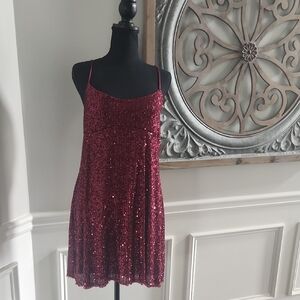 Altar'd State Burgundy Sequin Dress